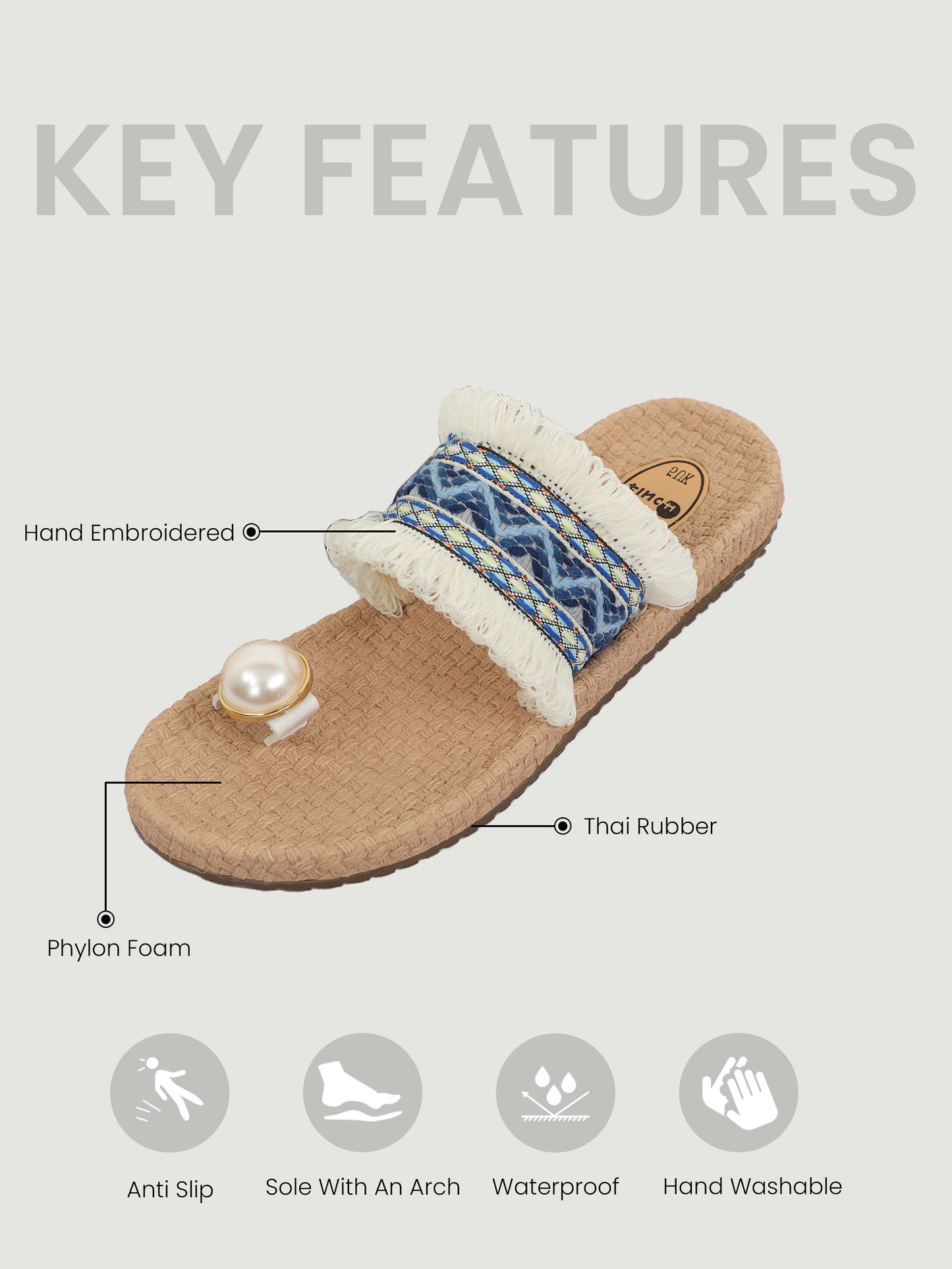 white and Blue Trendy Footwear For Women