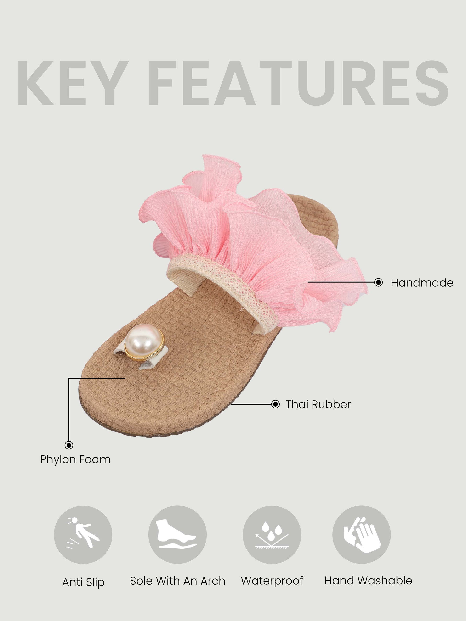 Pink Lace and pearls Footwear for Women 