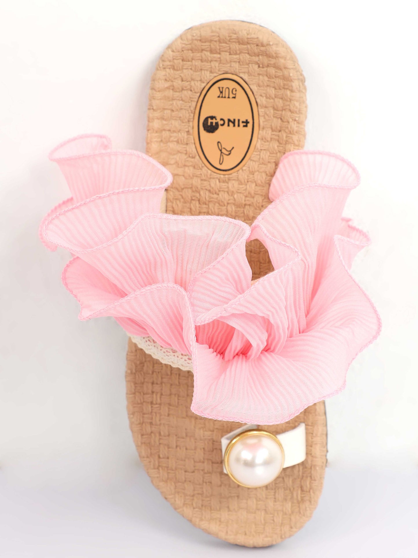 Pink Lace and pearls Footwear for Women 