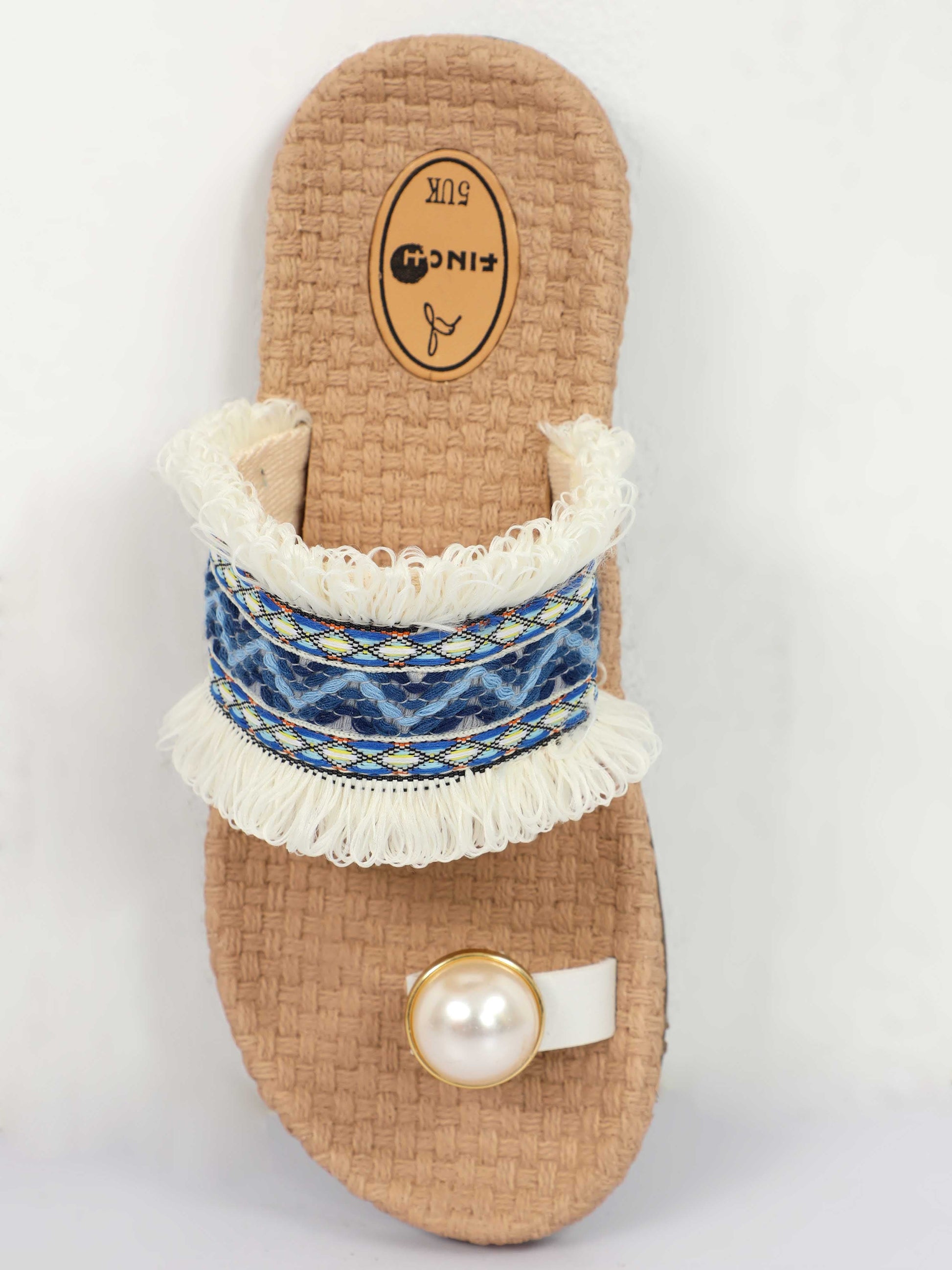 white and Blue Trendy Footwear For Women