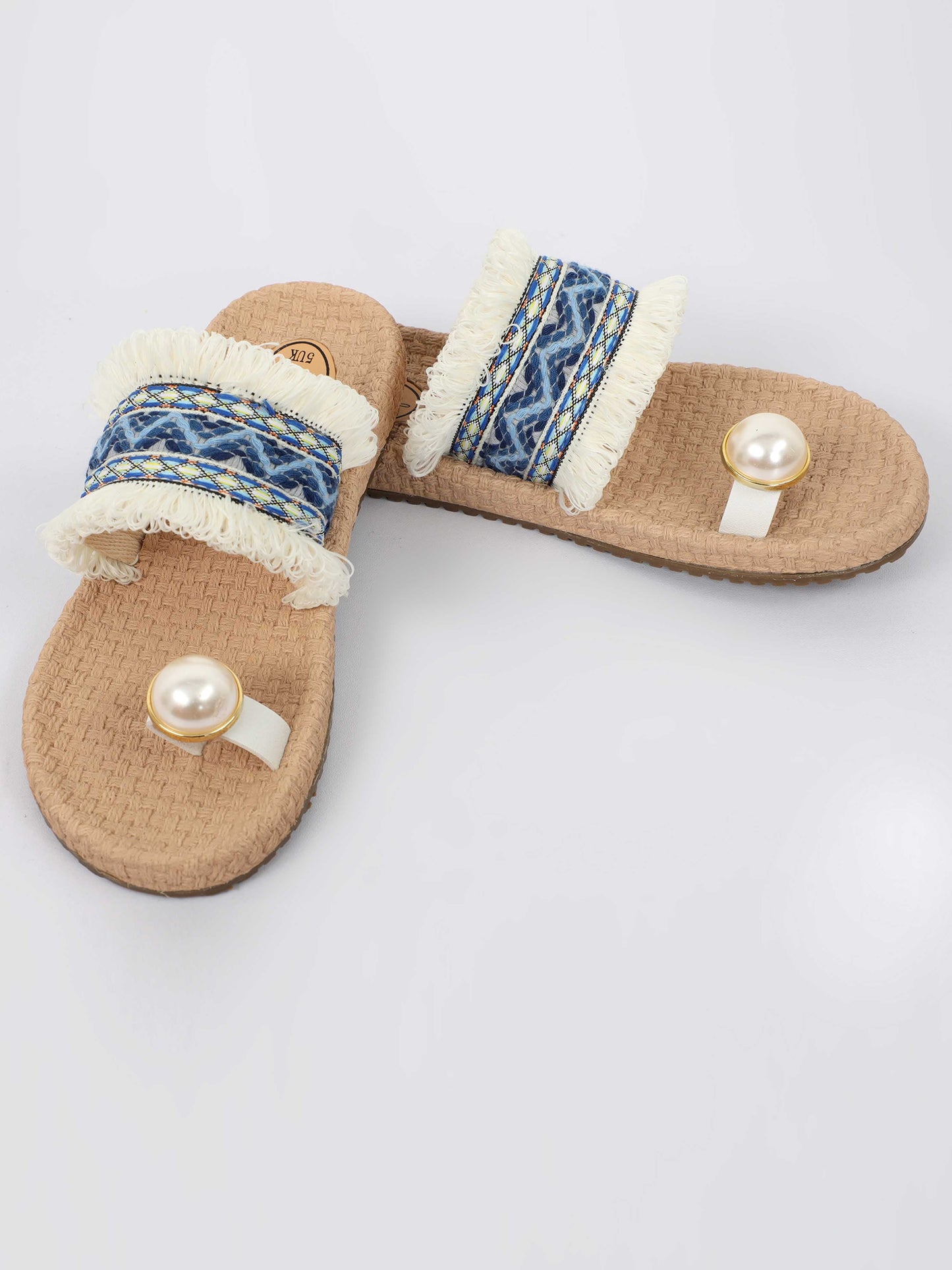 white and Blue Trendy Footwear For Women